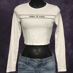 Garage White Cropped Long Sleeve